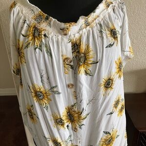 Floral White and Yellow Women's Top